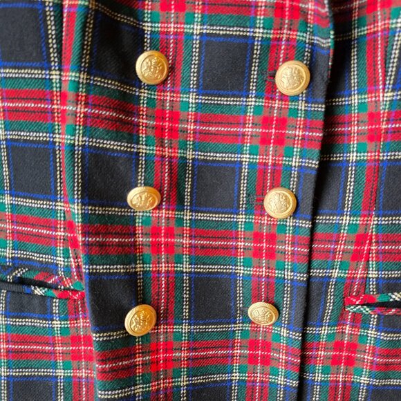 Vintage Pendleton Plaid Wool Blazer, EUC, Size 14, Red Black Green Blue - Picture 4 of 9